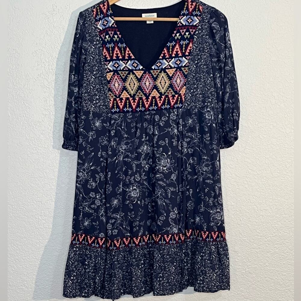 Sundance Talulah bohemian floral embroidered aztec tiered dress Gypsy Western